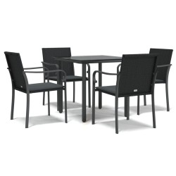Ensemble à manger de jardin 5 pcs coussins résine tressée acier 