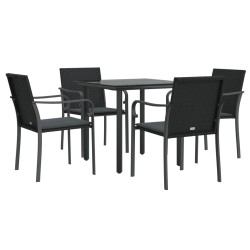 Ensemble à manger de jardin 5 pcs coussins résine tressée acier 