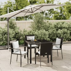 Ensemble à manger de jardin coussins 5pcs Noir Résine tressée 