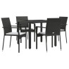 Ensemble à manger de jardin coussins 5pcs Noir Résine tressée 