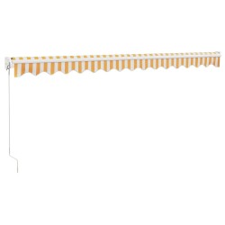 Auvent rétractable jaune et blanc 4,5x3 m tissu et aluminium 