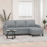 Canapé à 3 places avec repose-pieds Gris clair 180 cm Tissu 
