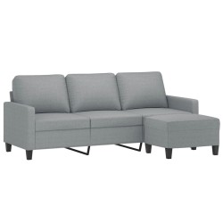 Canapé à 3 places avec repose-pieds Gris clair 180 cm Tissu 