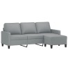 Canapé à 3 places avec repose-pieds Gris clair 180 cm Tissu 