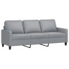 Canapé à 3 places avec repose-pieds Gris clair 180 cm Tissu 