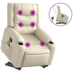Fauteuil inclinable de massage Crème Similicuir 