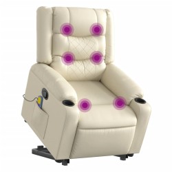 Fauteuil inclinable de massage Crème Similicuir 