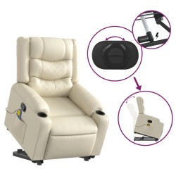 Fauteuil inclinable de massage Crème Similicuir 