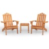 Ensemble de salon de jardin Adirondack 3 pcs bois acacia solide 