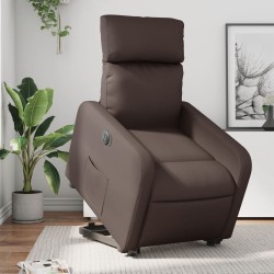 Fauteuil inclinable électrique marron similicuir 