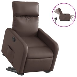 Fauteuil inclinable électrique marron similicuir 