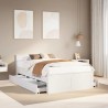 Cadre de lit sans matelas avec tête de lit blanc 135x190 cm pin 