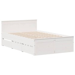 Cadre de lit sans matelas avec tête de lit blanc 135x190 cm pin 