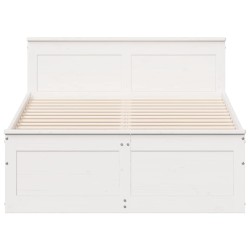 Cadre de lit sans matelas avec tête de lit blanc 135x190 cm pin 