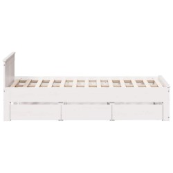 Cadre de lit sans matelas avec tête de lit blanc 135x190 cm pin 