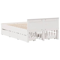 Cadre de lit sans matelas avec tête de lit blanc 135x190 cm pin 