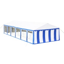 Dessus de tente de réception avec panneaux 12x6 m Bleu et blanc 