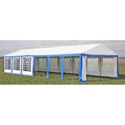 Dessus de tente de réception avec panneaux 12x6 m Bleu et blanc 