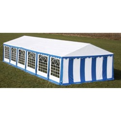 Dessus de tente de réception avec panneaux 12x6 m Bleu et blanc 
