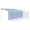 Auvent rétractable manuel avec store LED 3,5x2,5m Bleu et blanc   