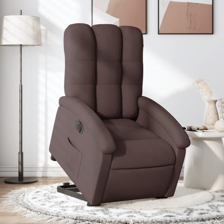 Fauteuil inclinable électrique marron foncé tissu 