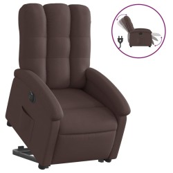 Fauteuil inclinable électrique marron foncé tissu 