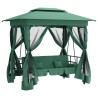 Tonnelle de jardin banc pivotant convertible vert tissu acier 