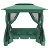 Tonnelle de jardin banc pivotant convertible vert tissu acier 