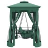 Tonnelle de jardin banc pivotant convertible vert tissu acier 