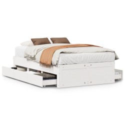 Cadre de lit sans matelas avec tiroirs 135x190 cm bois de pin 