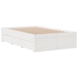 Cadre de lit sans matelas avec tiroirs 135x190 cm bois de pin 