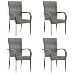 Ensemble à manger de jardin 5 pcs Gris Résine tressée 