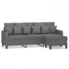 Canapé à 3 places avec repose-pieds Gris foncé 180 cm Tissu 