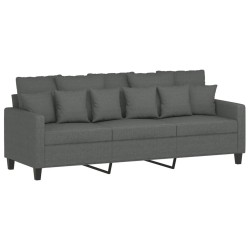 Canapé à 3 places avec repose-pieds Gris foncé 180 cm Tissu 