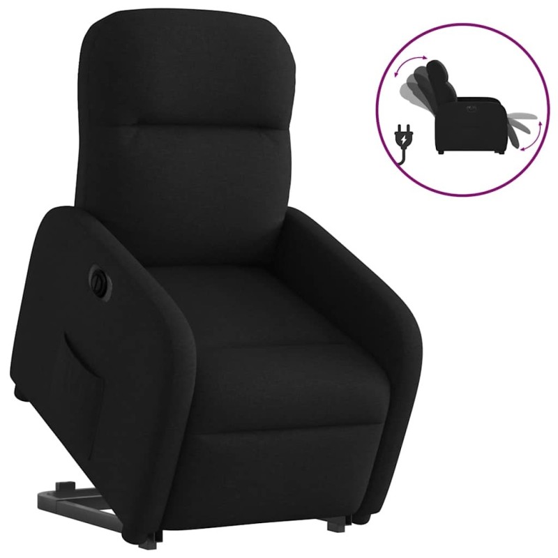 Fauteuil inclinable électrique noir tissu 