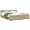 Cadre de lit tête de lit sans matelas chêne sonoma 180x200 cm 