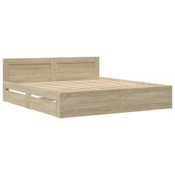 Cadre de lit tête de lit sans matelas chêne sonoma 180x200 cm 