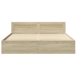 Cadre de lit tête de lit sans matelas chêne sonoma 180x200 cm 