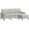 Canapé à 3 places avec repose-pieds Gris clair 180 cm Velours 