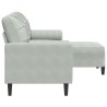 Canapé à 3 places avec repose-pieds Gris clair 180 cm Velours 