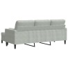 Canapé à 3 places avec repose-pieds Gris clair 180 cm Velours 