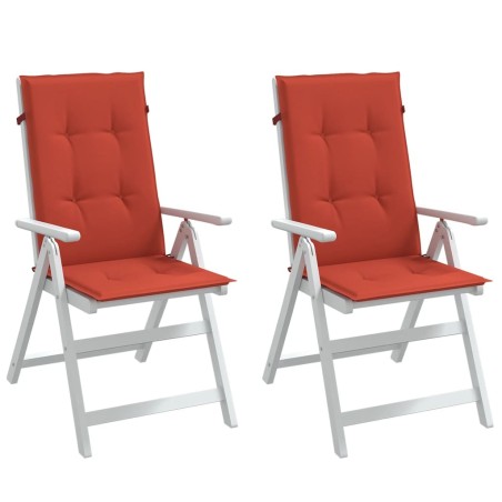 Coussins de chaise à dossier haut lot de 2 rouge mélangé tissu 