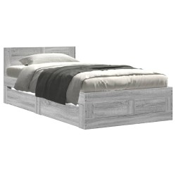 Cadre de lit et tête de lit sans matelas sonoma gris 100x200 cm 