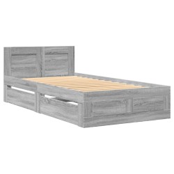 Cadre de lit et tête de lit sans matelas sonoma gris 100x200 cm 