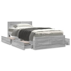 Cadre de lit et tête de lit sans matelas sonoma gris 100x200 cm 