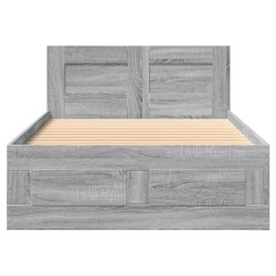 Cadre de lit et tête de lit sans matelas sonoma gris 100x200 cm 