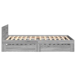 Cadre de lit et tête de lit sans matelas sonoma gris 100x200 cm 