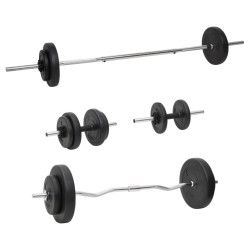 Ensemble d'haltères et de barres avec plaques 60 kg 