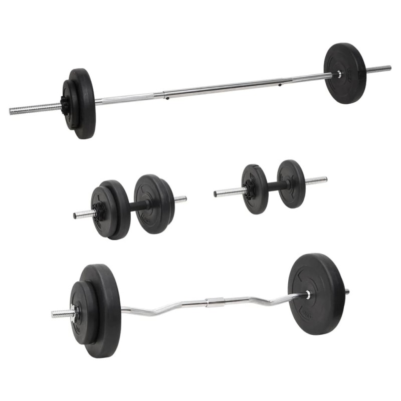 Ensemble d'haltères et de barres avec plaques 60 kg 
