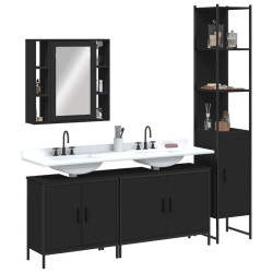 Ensemble d’armoires salle de bain 4 pcs noir bois d'ingénierie 